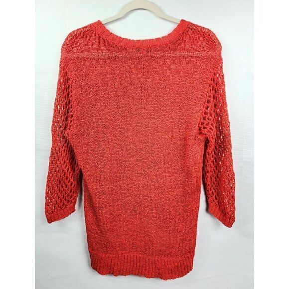 Christian Siriano Runway| Coral Open Knit High Low Hem| Sweater| XL - Picture 4 of 11